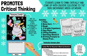 Winter Snowman Craft Creative Writing Activity December Bulletin Board K-6