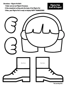 Thanksgiving Pilgrim Craft & Project Bulletin Board November Art Activity
