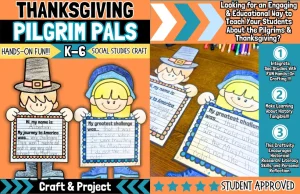 Thanksgiving Pilgrim Craft & Project Bulletin Board November Art Activity