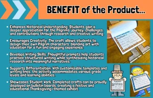 Thanksgiving Pilgrim Craft & Project Bulletin Board November Art Activity
