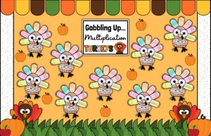 Thanksgiving Multiplication Craft Turkey Math Activity Fall Bulletin Board