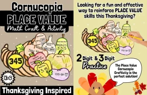 Thanksgiving Math Craft Place Value Cornucopia November Math Centers
