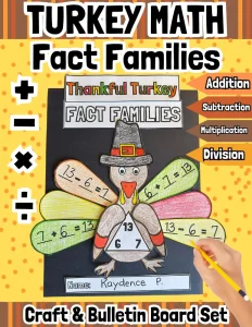Thanksgiving Math Craft Fact Family, Fall Turkey Activities Fact Families