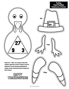 Thanksgiving Math Craft Fact Family, Fall Turkey Activities Fact Families