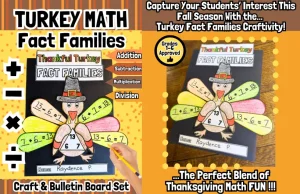 Thanksgiving Math Craft Fact Family, Fall Turkey Activities Fact Families
