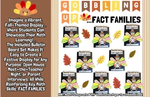 Thanksgiving Math Craft Fact Family, Fall Turkey Activities Fact Families