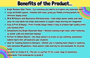 2D and 3D Shape Posters, Geometric Math Anchor Charts, Rainbow Math Board