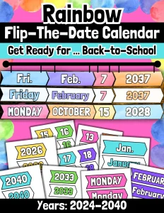 Daily Flip Calendar Cards 2024-2040 | Magnetic Rod Flip Date Rainbow Calendar