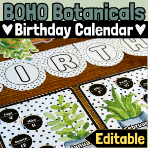 EDITABLE Boho Birthday Calendar | Birthday Display | Birthday Board Wall Ideas