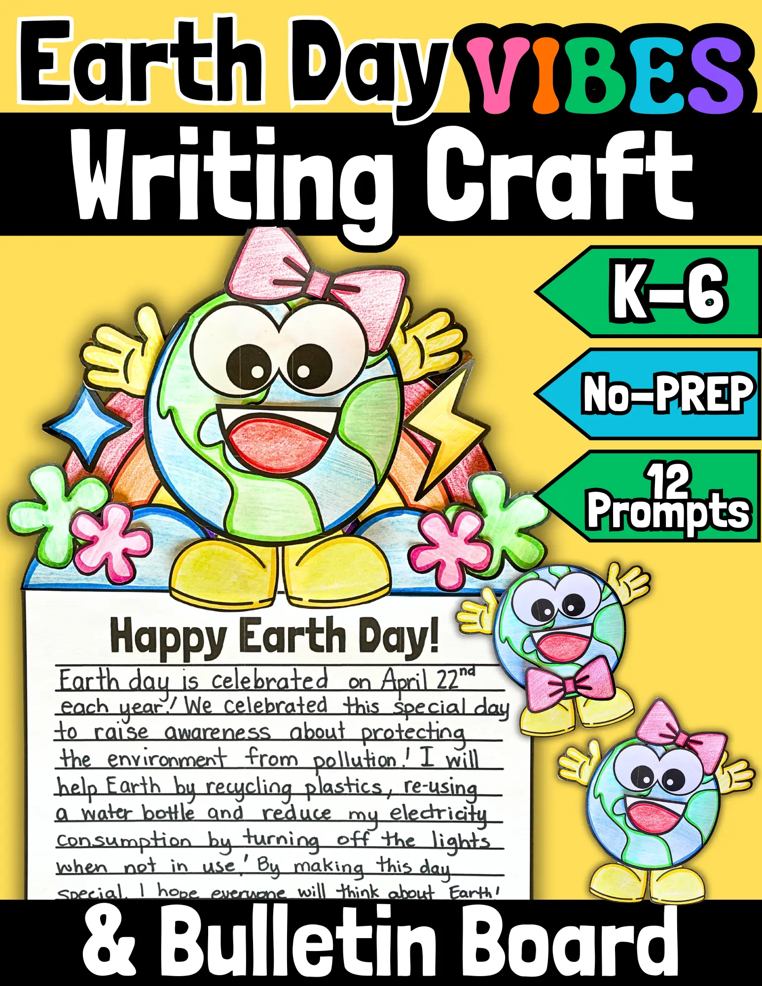 Earth Day Craft April Art Writing Prompts Activity & Bulletin Board ...
