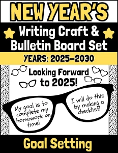 My New Year's Goal Setting Glasses Writing Craft & Bulletin Board Set