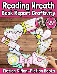 Valentine's Reading Wreath Book Report for Fiction/ Non-Fiction Books & Bulletin Board Set