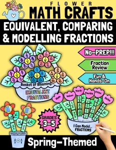 Spring Math Craft Equivalent & Comparing Fractions April May Flower Craftivity