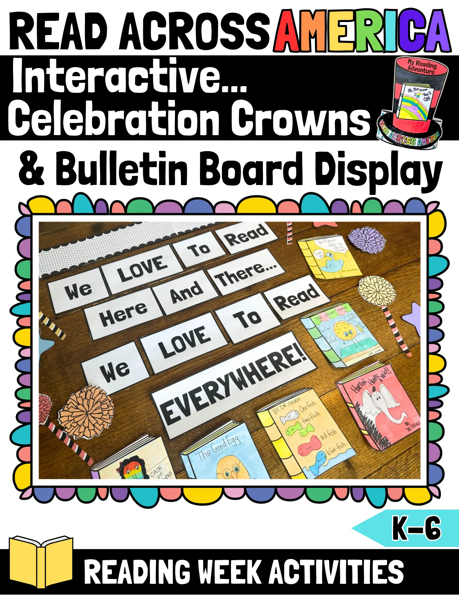 Read Across America Celebration Crowns & March Reading Bulletin Dr ...