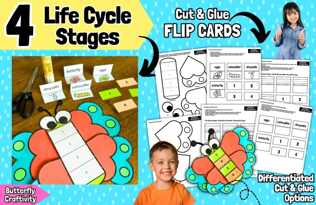 Butterfly Life Cycle Craft Template Spring Bulletin Board Decor March ...