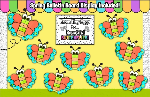 Butterfly Life Cycle Craft Template Spring Bulletin Board Decor March ...