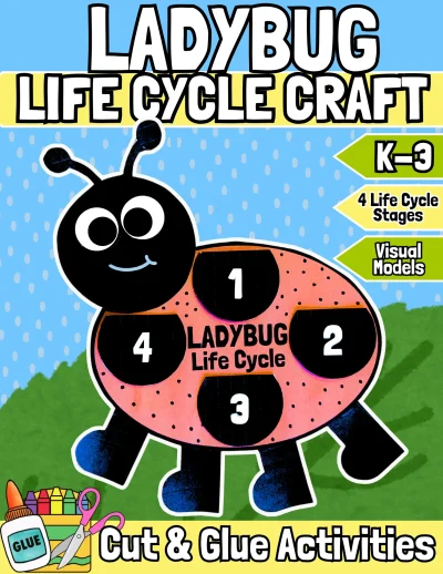 Ladybug Life Cycle Craft Cut & Glue Science Sequencing Spring Craftivity K-3