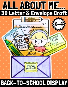 All About Me Craft Template 3D Letter & Envelope Back-to-School Night Open House