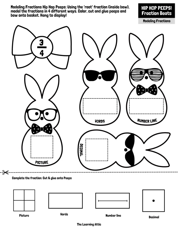 Spring Math Craft Equivalent & Comparing Fractions PEEPS Easter ...